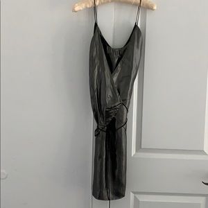 Nicole Miller Steel Gray Wrap Dress. Petite Small.